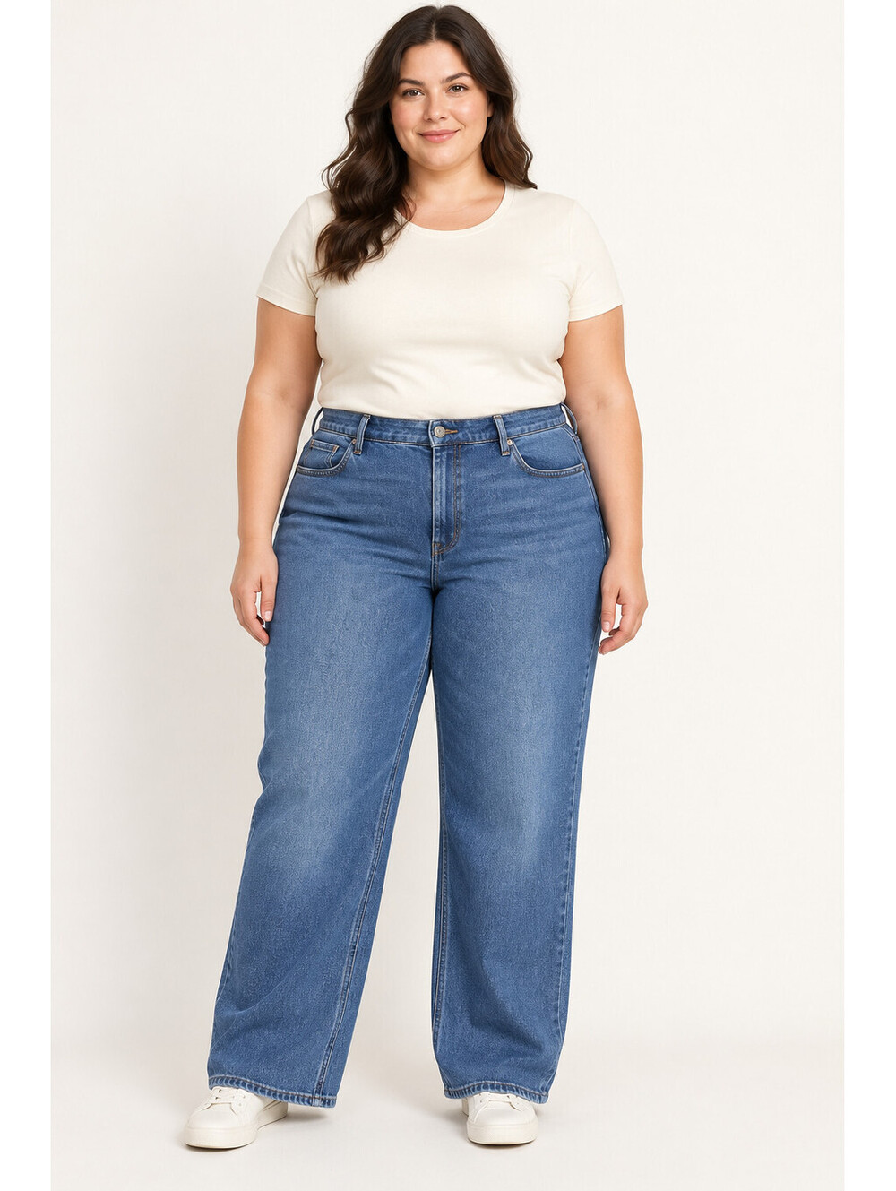 Old Navy WOW Wide Leg Jeans Women's 22 Short Medium Wash Stretch Plus